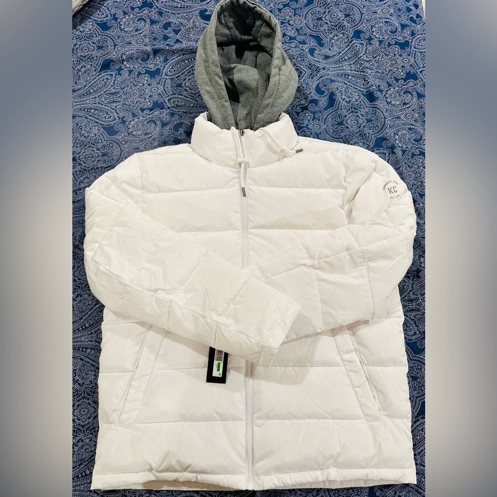 Kenneth Cole Faux Memory CF Zip Puffer with Hooded Jersey Bib